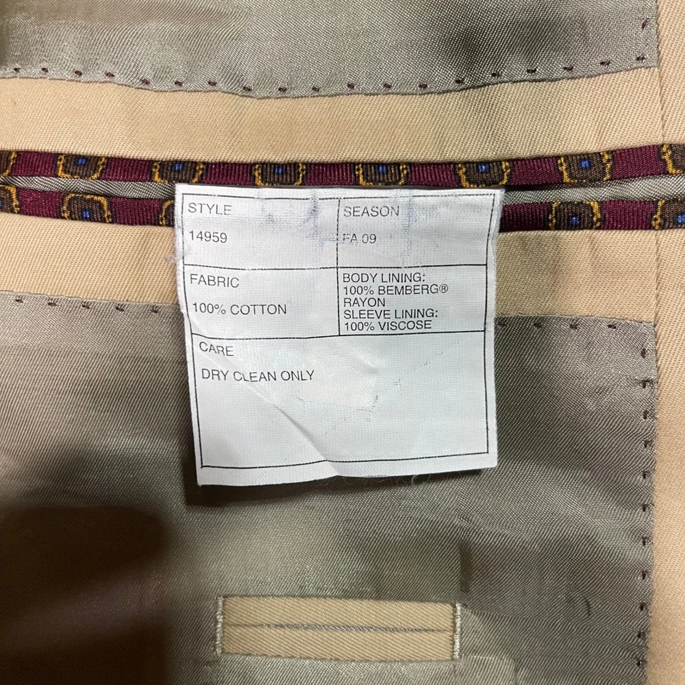 J.Crew Aldridge‎ Jacket Blazer Two Button Cotton Tan Mens Size 40R